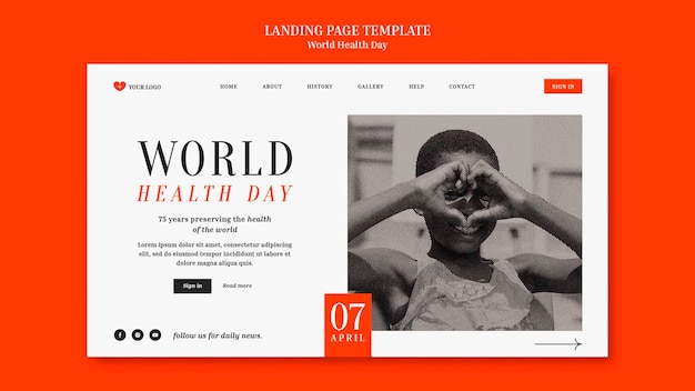 Free PSD world health day landing page template