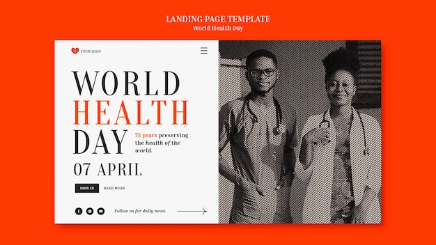 Free PSD world health day landing page template