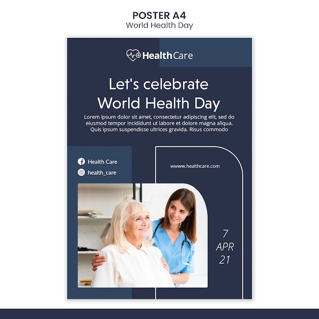 World health day poster template with photo