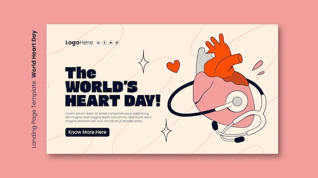 Free PSD world heart day landing page template