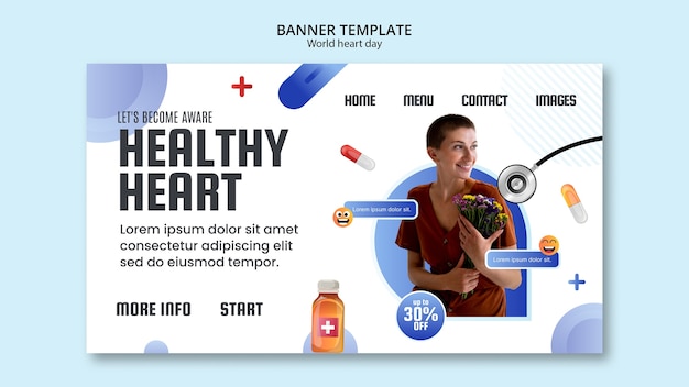 Free PSD world heart day landing page template