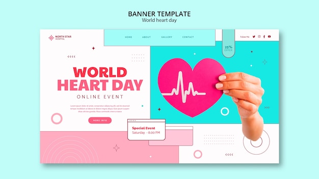 Free PSD world heart day landing page template