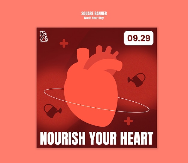 Free PSD world heart day square banner template design