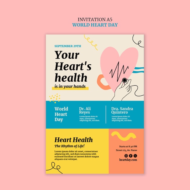 Free PSD world heart day template design