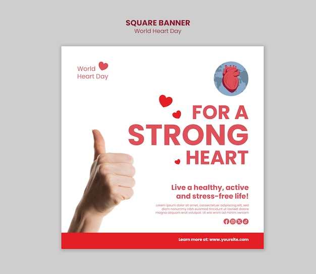 Free PSD world heart day template design