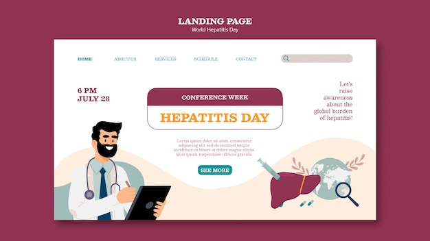 Free PSD world hepatitis day landing page template