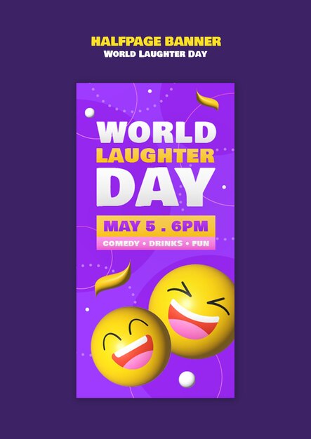 Free PSD world laughter day celebration banner  template