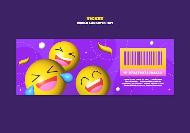 Free PSD world laughter day celebration ticket  template