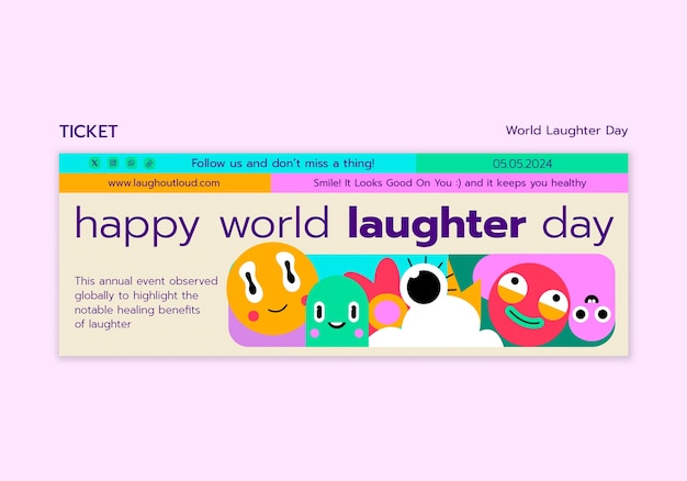 World laughter day celebration ticket  template