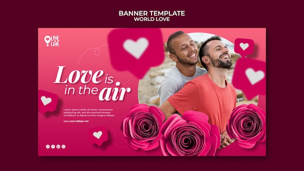 Free PSD world love banner design template