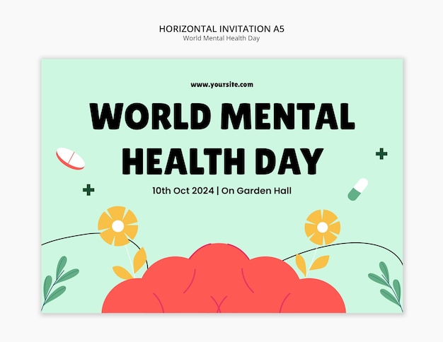 Free PSD world mental health day celebration template