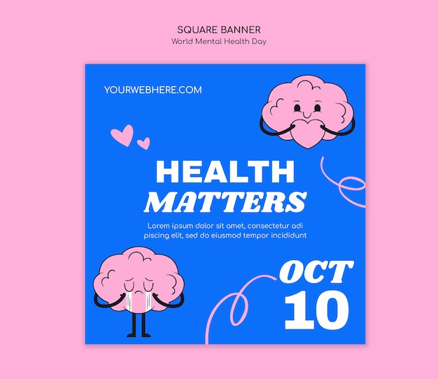 Free PSD world mental health day celebration template