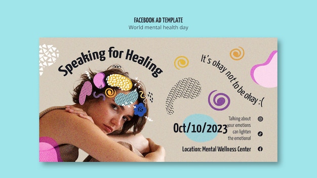 Free PSD world mental health day  facebook template