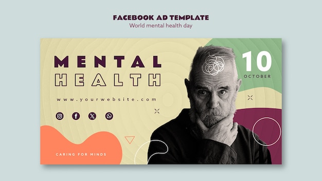 Free PSD world mental health day facebook  template