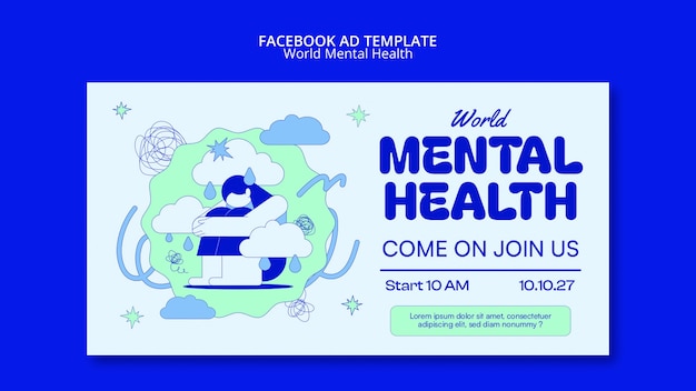 Free PSD world mental health day facebook  template