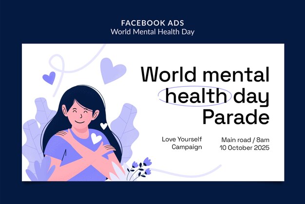 World mental health day facebook  template