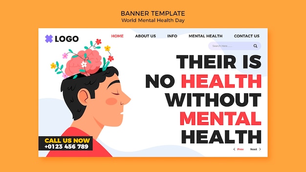 Free PSD world mental health day landing page template