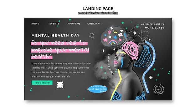 Free PSD world mental health day landing page