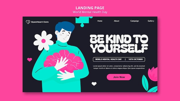 Free PSD world mental health day landing page