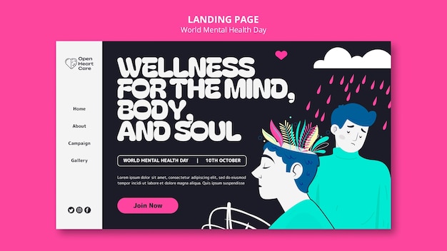 Free PSD world mental health day landing page