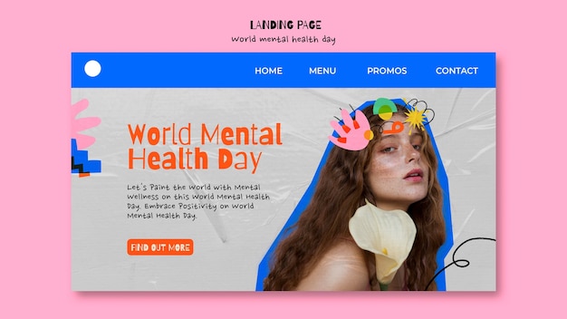 Free PSD world mental health day landing page