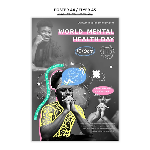 Free PSD world mental health day poster template