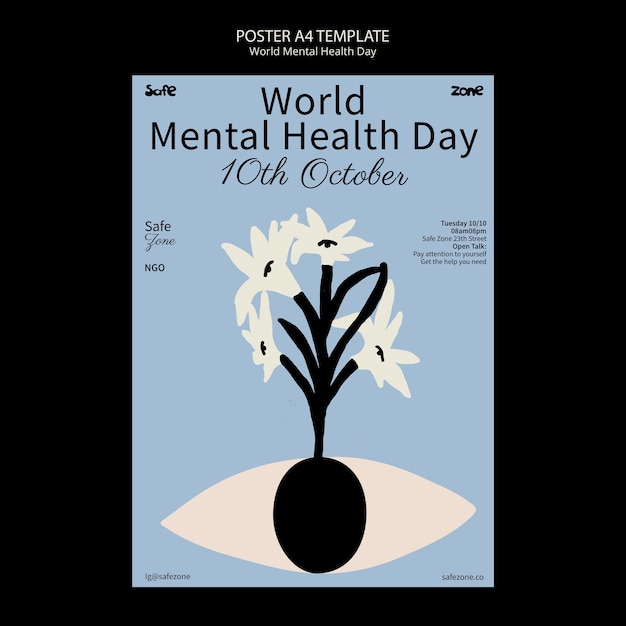 Free PSD world mental health day poster template