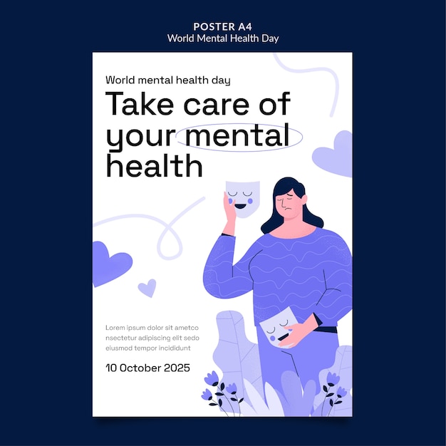 World mental health day poster template