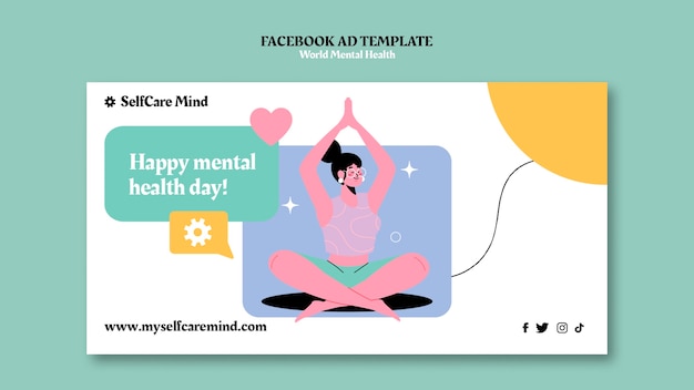 World mental health day social media promo template