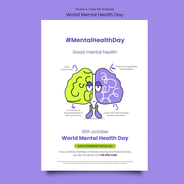 Free PSD world mental health day template design