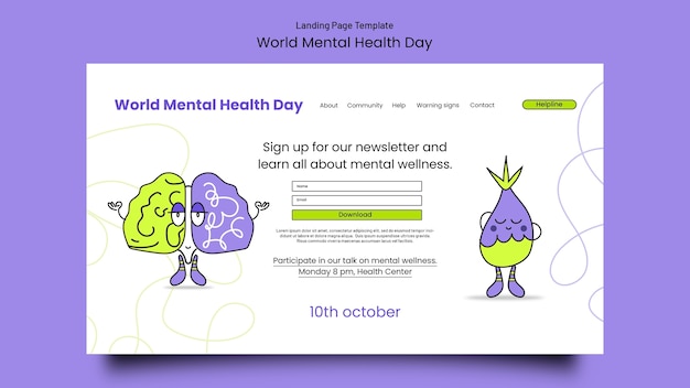 Free PSD world mental health day template design