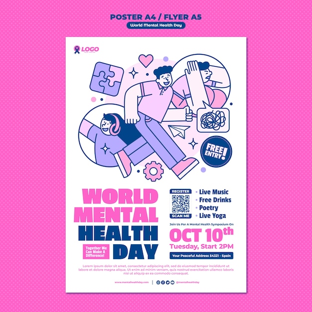 World mental health day template design