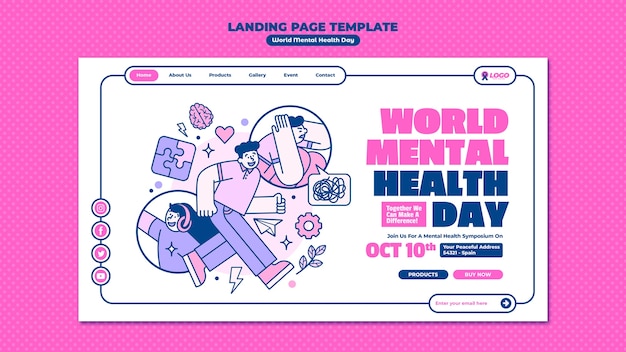 Free PSD world mental health day template design