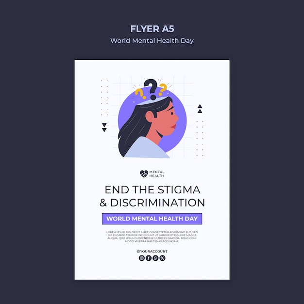 Free PSD world mental health day template design