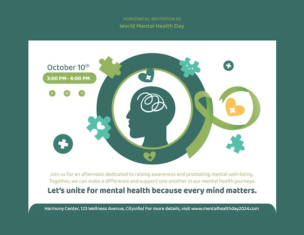 Free PSD world mental health day template design