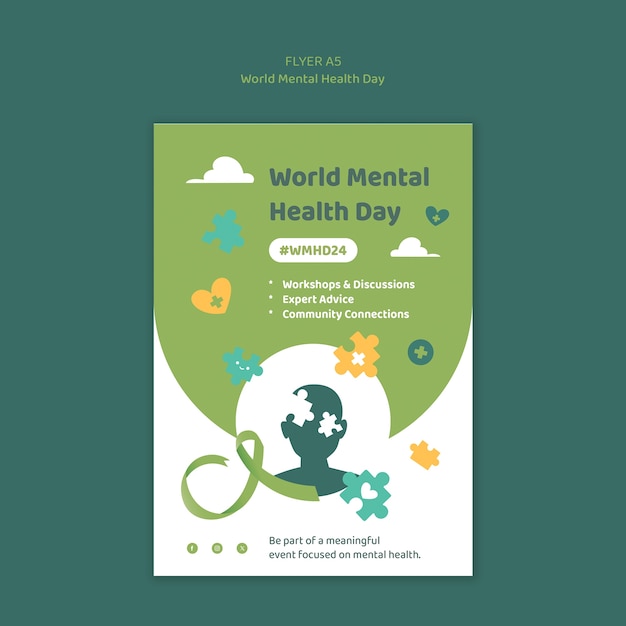 Free PSD world mental health day template design