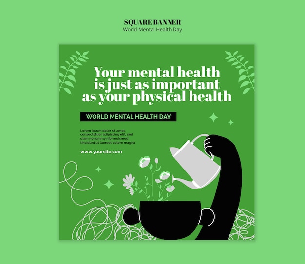 Free PSD world mental health day template design