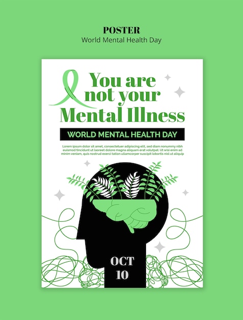 Free PSD world mental health day template design