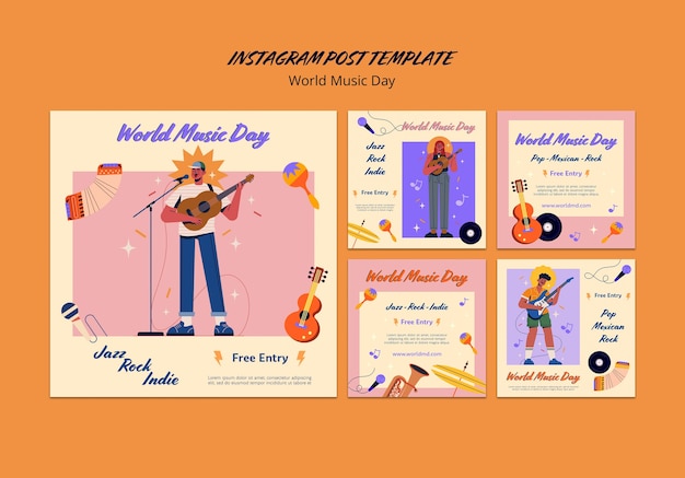 Free PSD world music day instagram posts