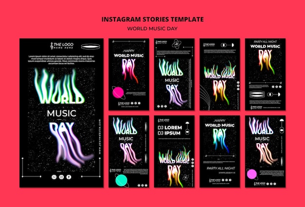 Free PSD world music day instagram stories template