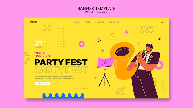 Free PSD world music day landing page template