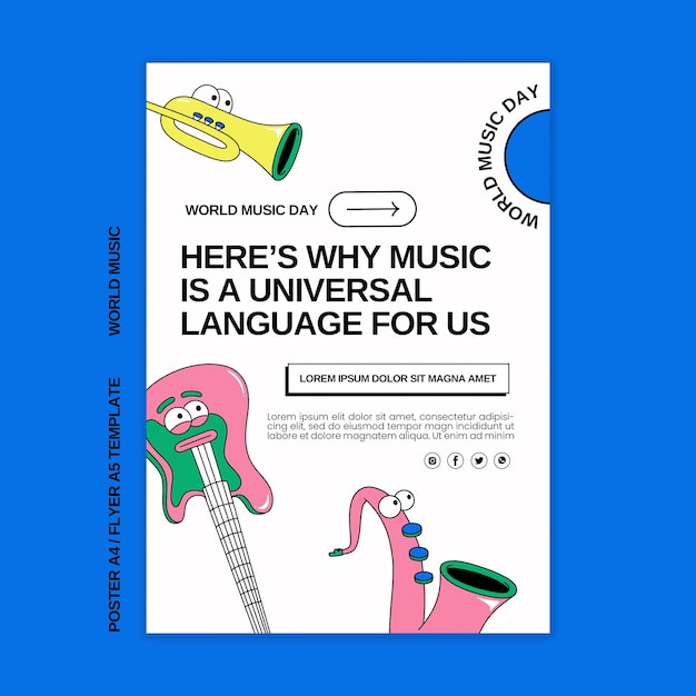 Free PSD world music day poster template