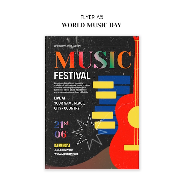 Free PSD world music day template design