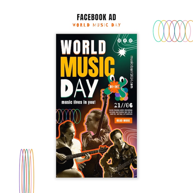 Free PSD world music day template design