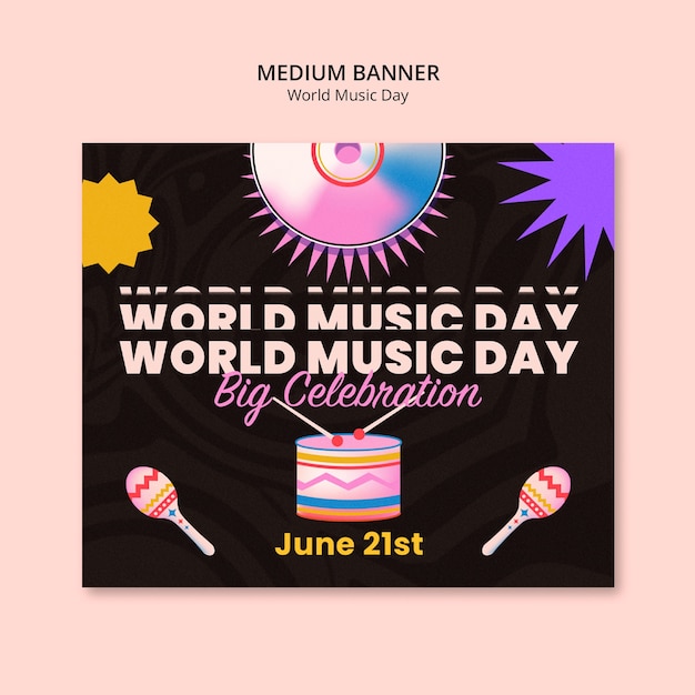 Free PSD world music day template design