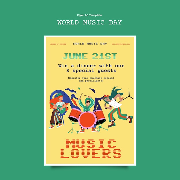 Free PSD world music day  template design