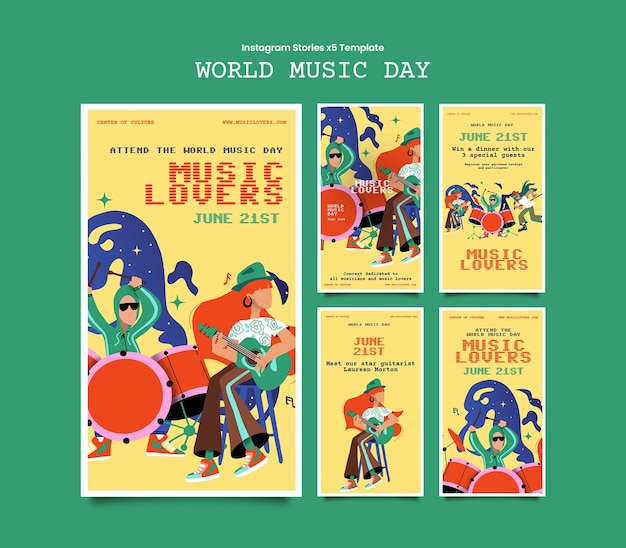 Free PSD world music day  template design