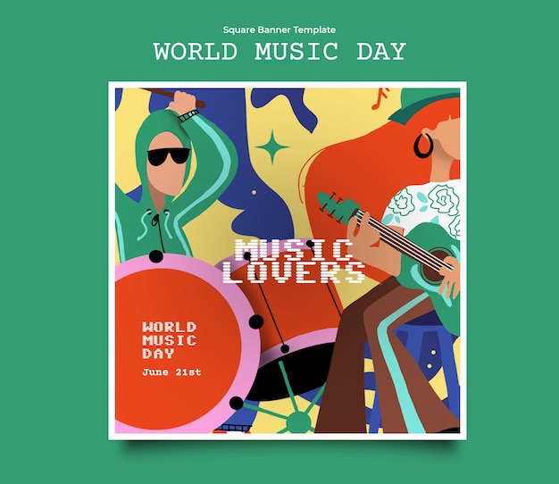 Free PSD world music day  template design