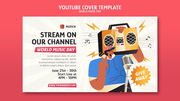 World music day youtube cover template