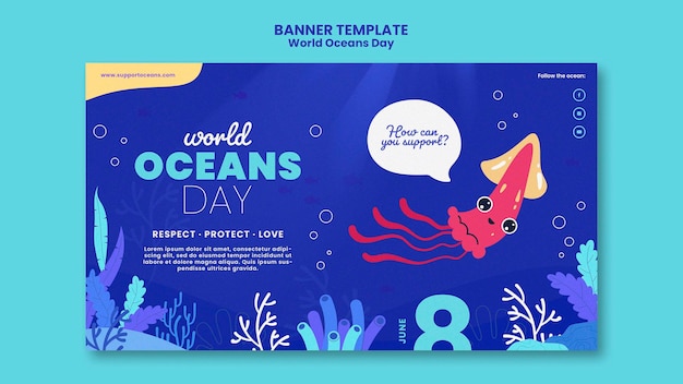 World ocean day banner template